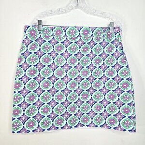 Talbots Green Blue Mosaic Mini Skirt